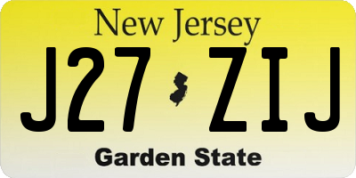NJ license plate J27ZIJ