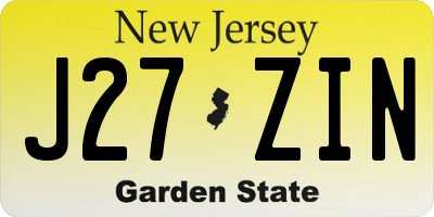 NJ license plate J27ZIN