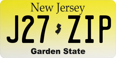 NJ license plate J27ZIP