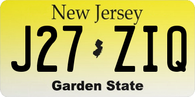 NJ license plate J27ZIQ