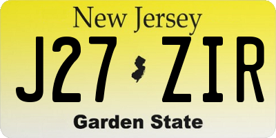 NJ license plate J27ZIR