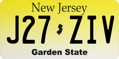 NJ license plate J27ZIV