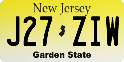 NJ license plate J27ZIW