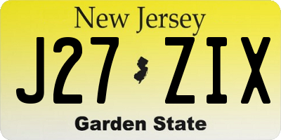 NJ license plate J27ZIX