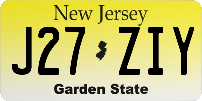 NJ license plate J27ZIY