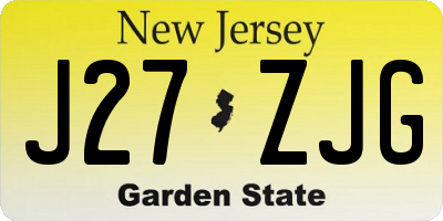 NJ license plate J27ZJG