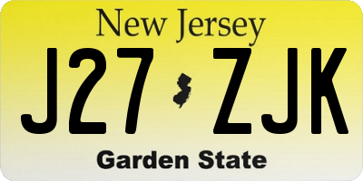 NJ license plate J27ZJK
