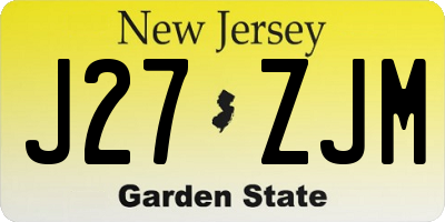 NJ license plate J27ZJM