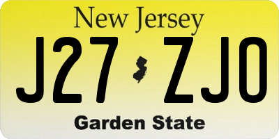 NJ license plate J27ZJO