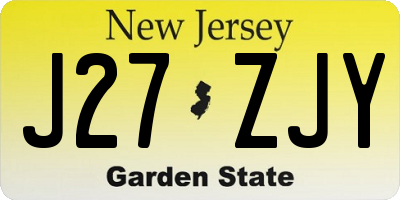 NJ license plate J27ZJY