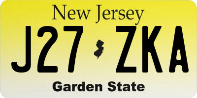 NJ license plate J27ZKA