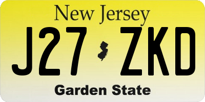 NJ license plate J27ZKD