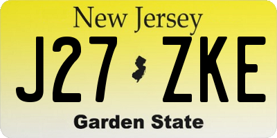 NJ license plate J27ZKE