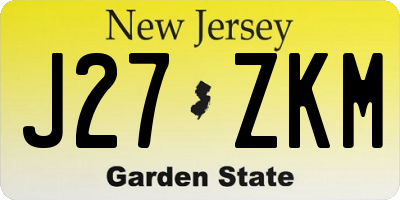 NJ license plate J27ZKM