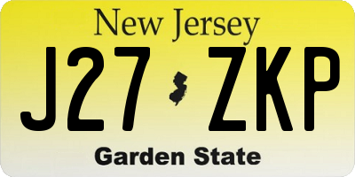 NJ license plate J27ZKP
