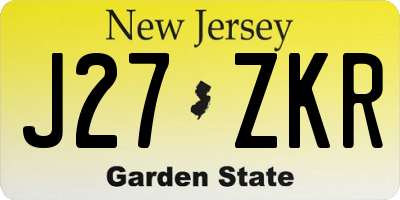 NJ license plate J27ZKR