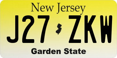 NJ license plate J27ZKW