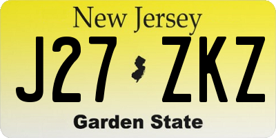 NJ license plate J27ZKZ