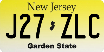 NJ license plate J27ZLC