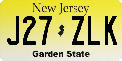 NJ license plate J27ZLK