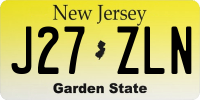 NJ license plate J27ZLN