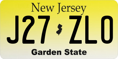 NJ license plate J27ZLO