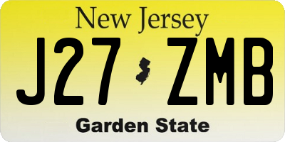NJ license plate J27ZMB