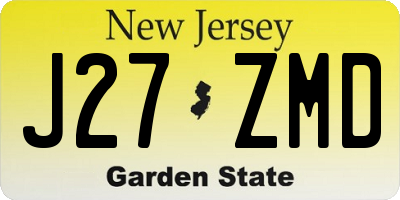 NJ license plate J27ZMD