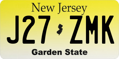 NJ license plate J27ZMK