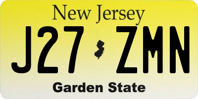 NJ license plate J27ZMN