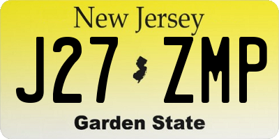 NJ license plate J27ZMP