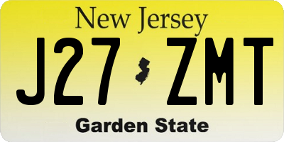 NJ license plate J27ZMT