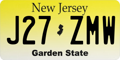 NJ license plate J27ZMW