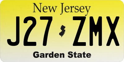 NJ license plate J27ZMX