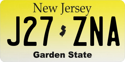 NJ license plate J27ZNA