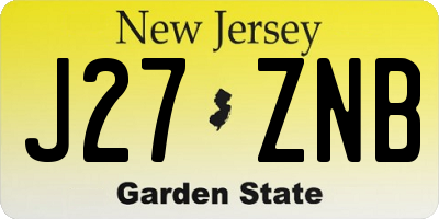 NJ license plate J27ZNB