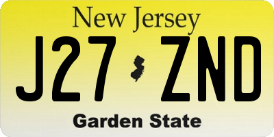 NJ license plate J27ZND