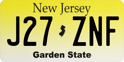NJ license plate J27ZNF