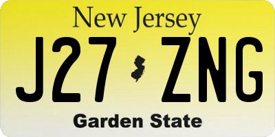 NJ license plate J27ZNG