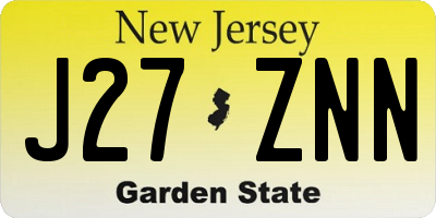 NJ license plate J27ZNN