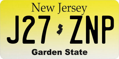 NJ license plate J27ZNP