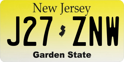 NJ license plate J27ZNW