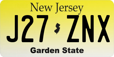 NJ license plate J27ZNX