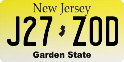 NJ license plate J27ZOD