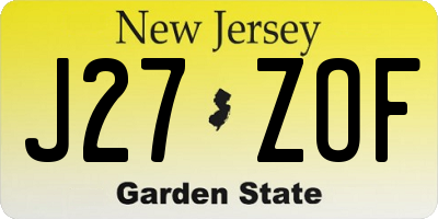 NJ license plate J27ZOF