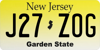 NJ license plate J27ZOG