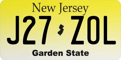 NJ license plate J27ZOL