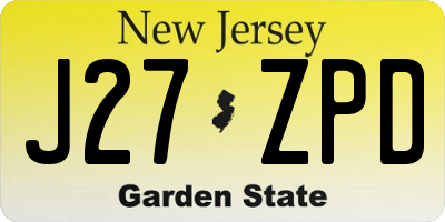 NJ license plate J27ZPD