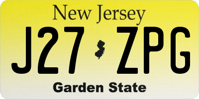 NJ license plate J27ZPG