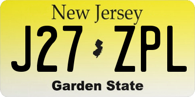 NJ license plate J27ZPL